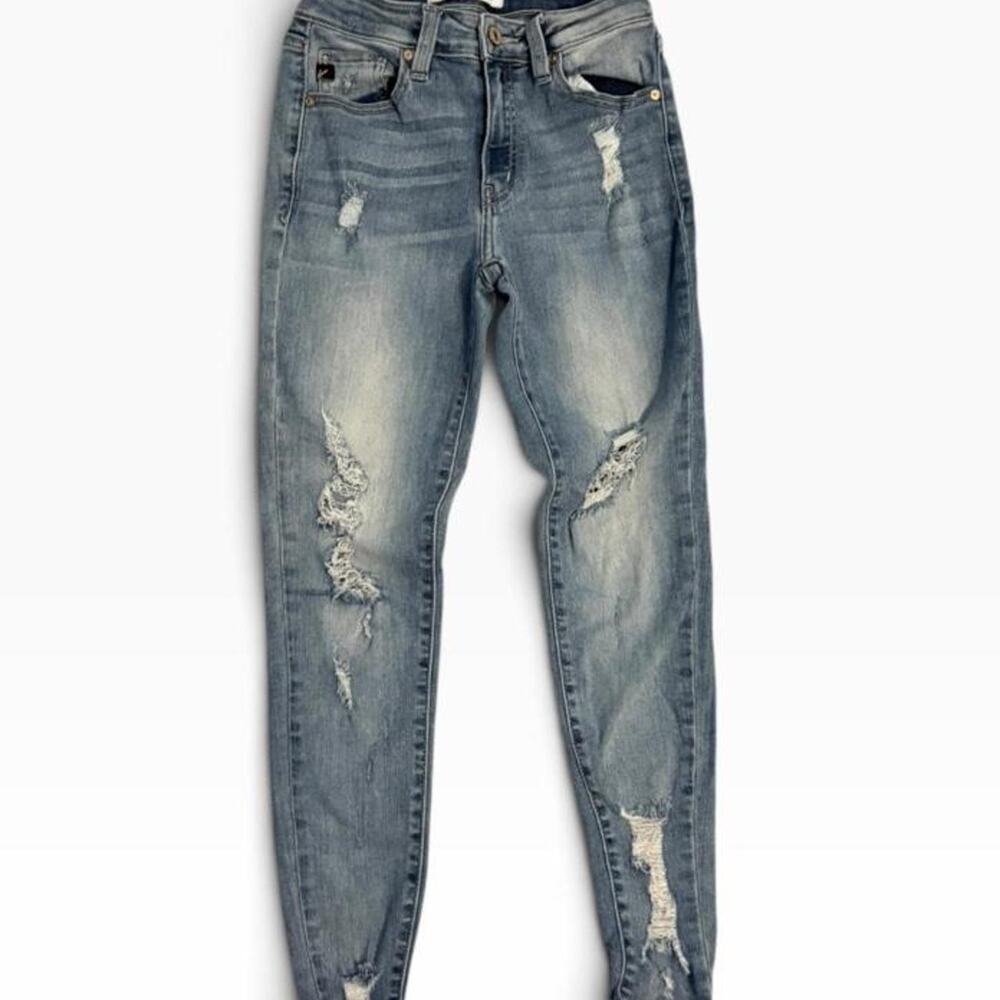 Kancan Ankle Skinny Distressed Jeans Stretch Raw Fray Hems